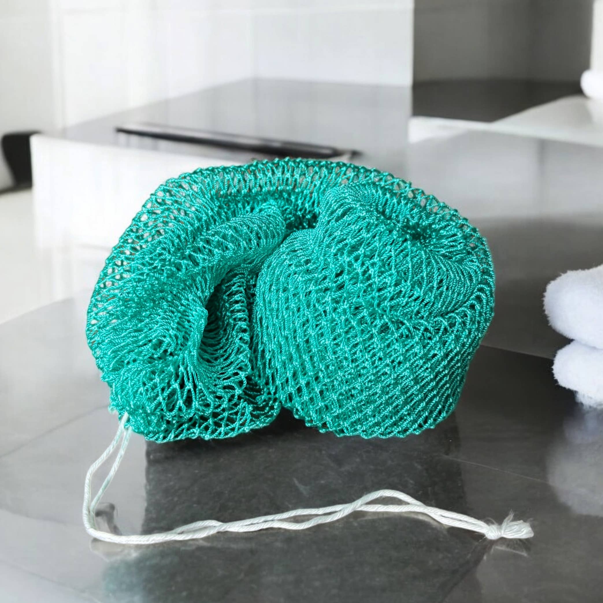 5 Pieces - African net sponge / African exfoliating net / Sapo sponge - Turquoise