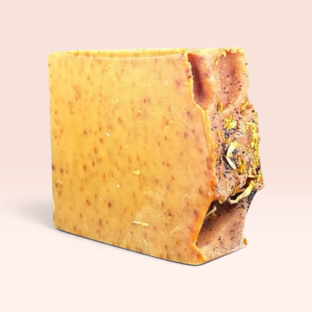 Turmeric Goat Milk Soap bar with ginger and orange, handcrafted to brighten and soothe skin.