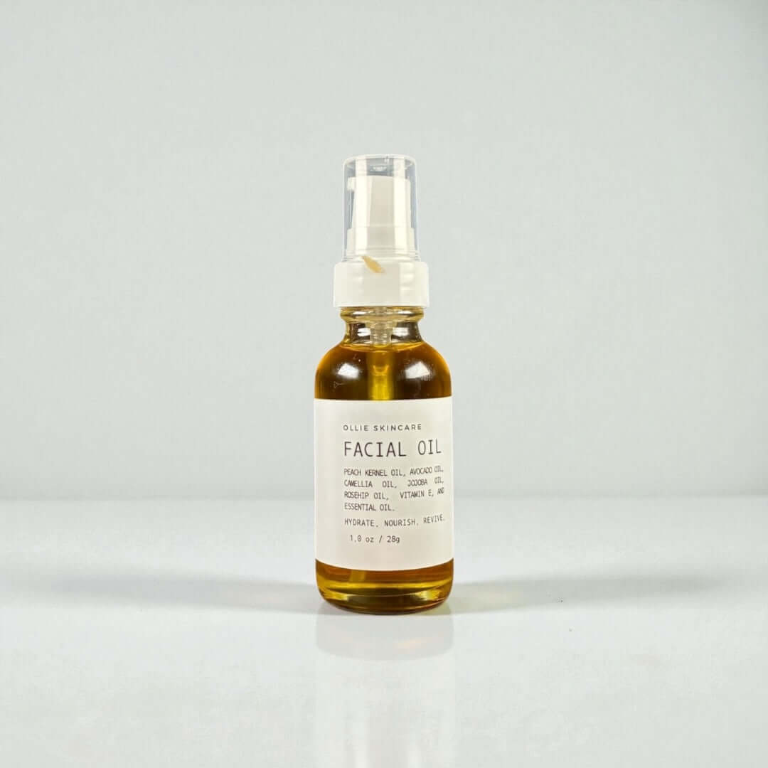 Facial Oil product bottle designed to deeply nourish skin with essential fatty acids for a radiant glow.