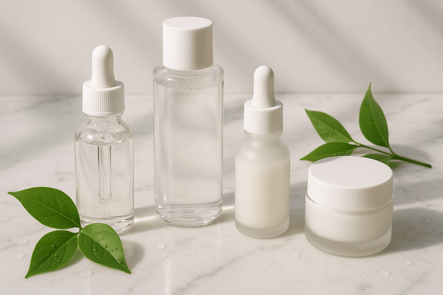 Beginner Skincare Routine: Cleanse, Moisturize, Protect - skincare products including serums and creams