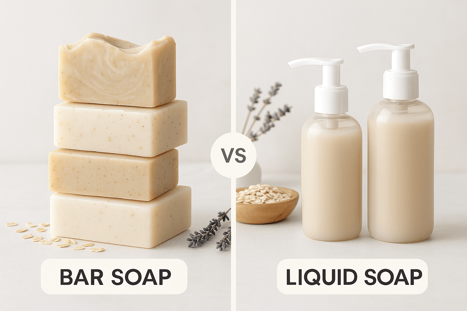 Bar Soap vs Liquid Soap: Suds and Science of Their Surprising Differences illustrated with soap options.