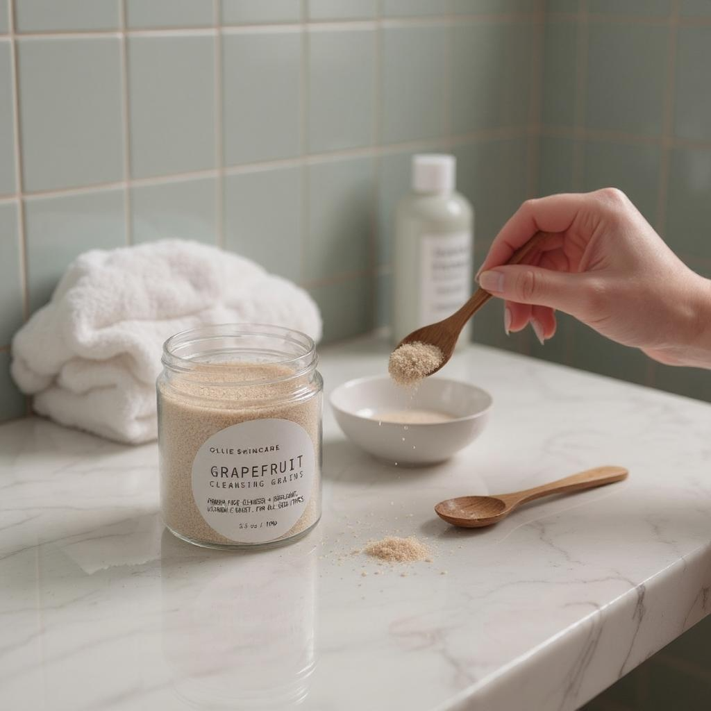 Using Ollie Skincare Cleansinf Grains