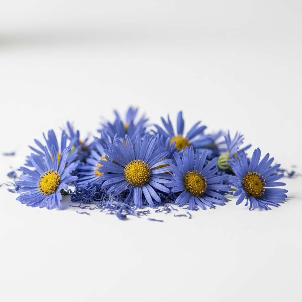 blue tansy essential oil. photo of raw ingredient for clean ingredients section of product page