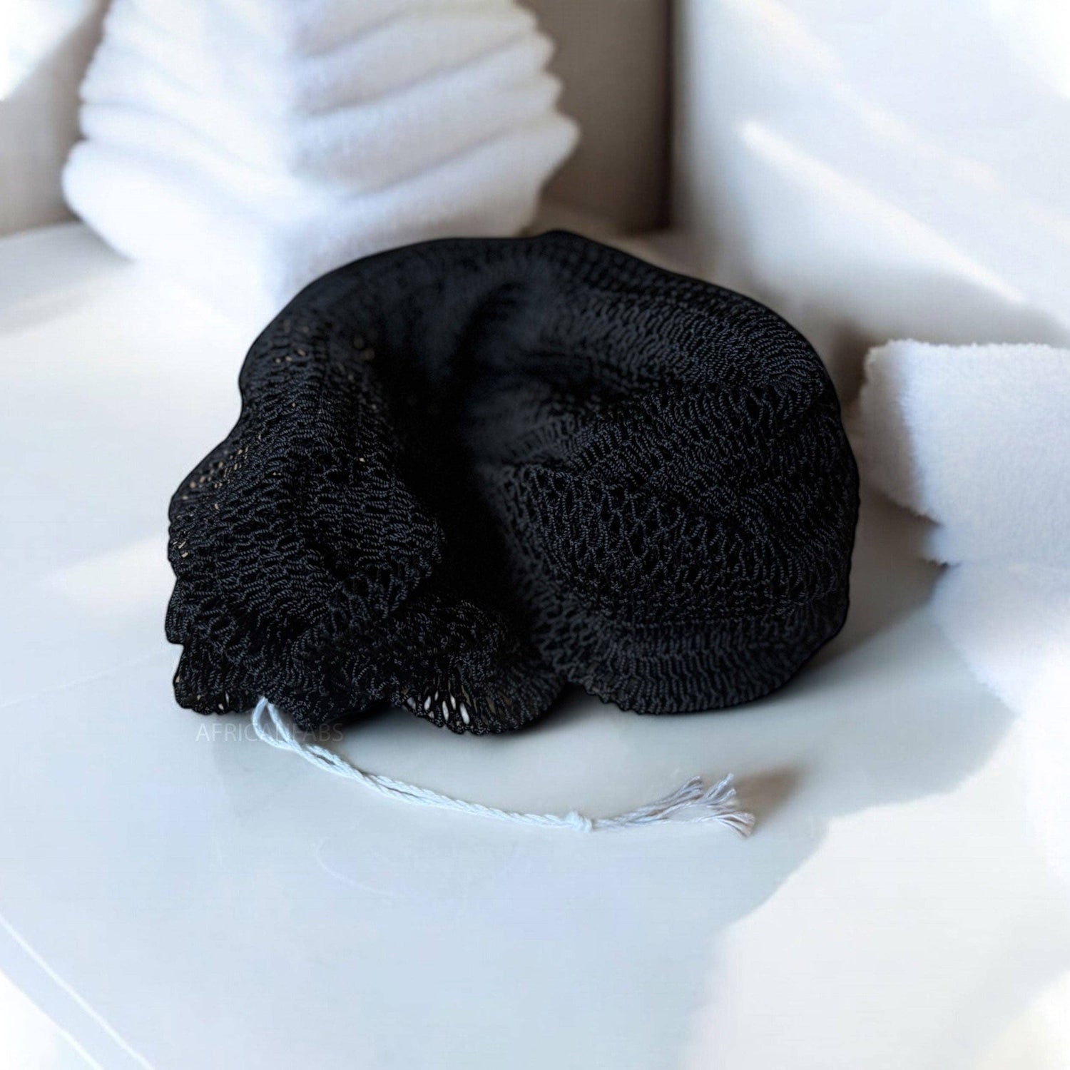5 Pieces - African net sponge / African exfoliating net / Sapo sponge - Black