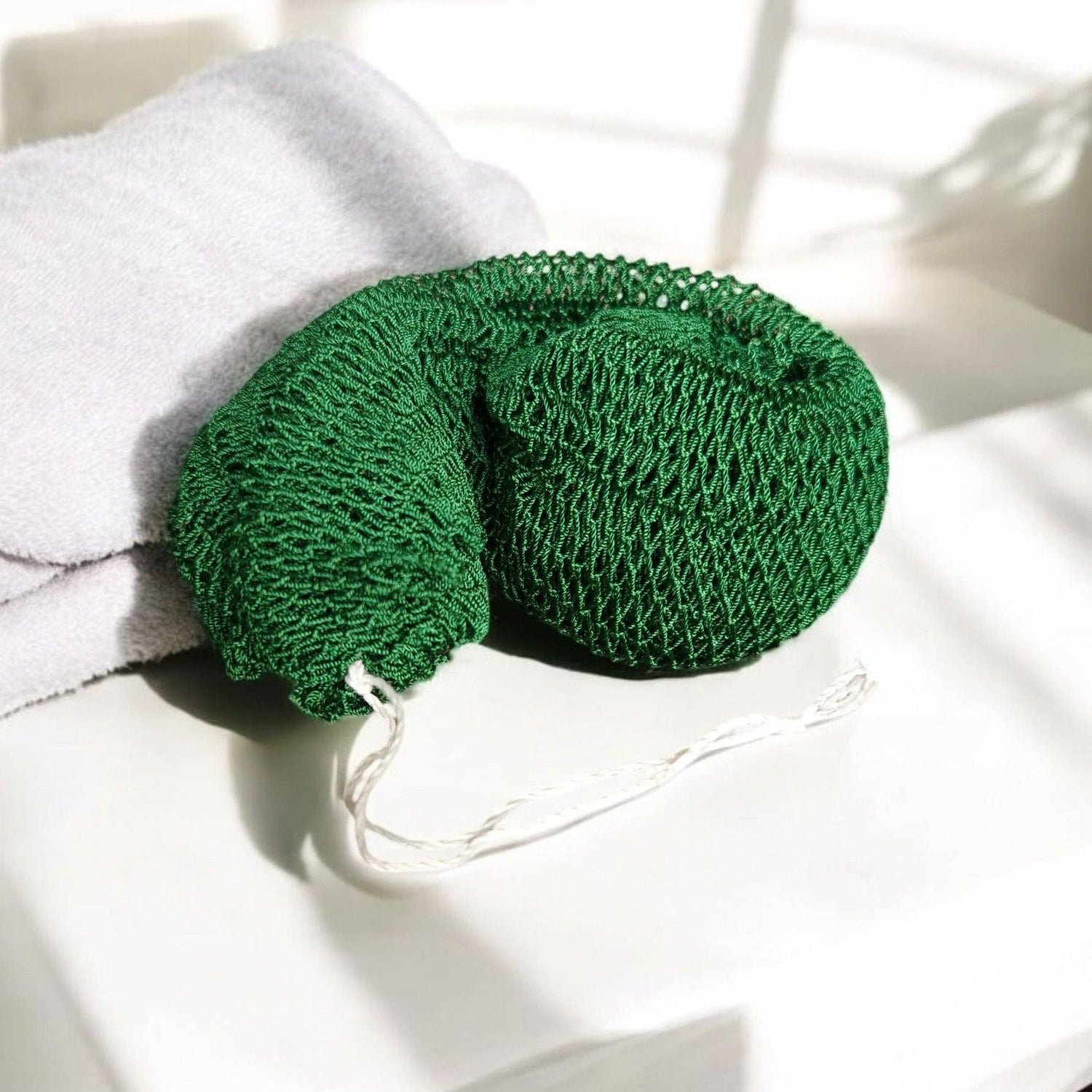 5 Pieces - African net sponge / African exfoliating net / Sapo sponge - Green