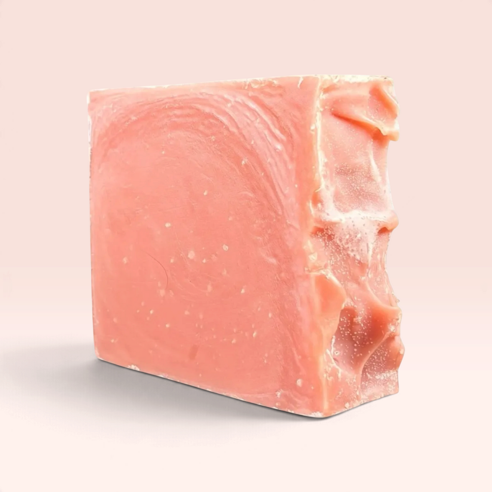 Clay Facial Soap bar made with goat milk and rose kaolin clay for gentle purifying cleansing.
