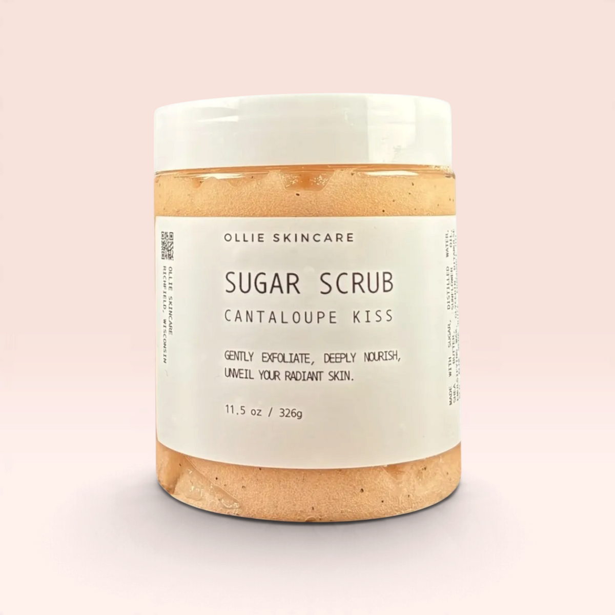 Whipped Sugar Scrub in a jar, a nourishing exfoliant for smooth, glowing skin.