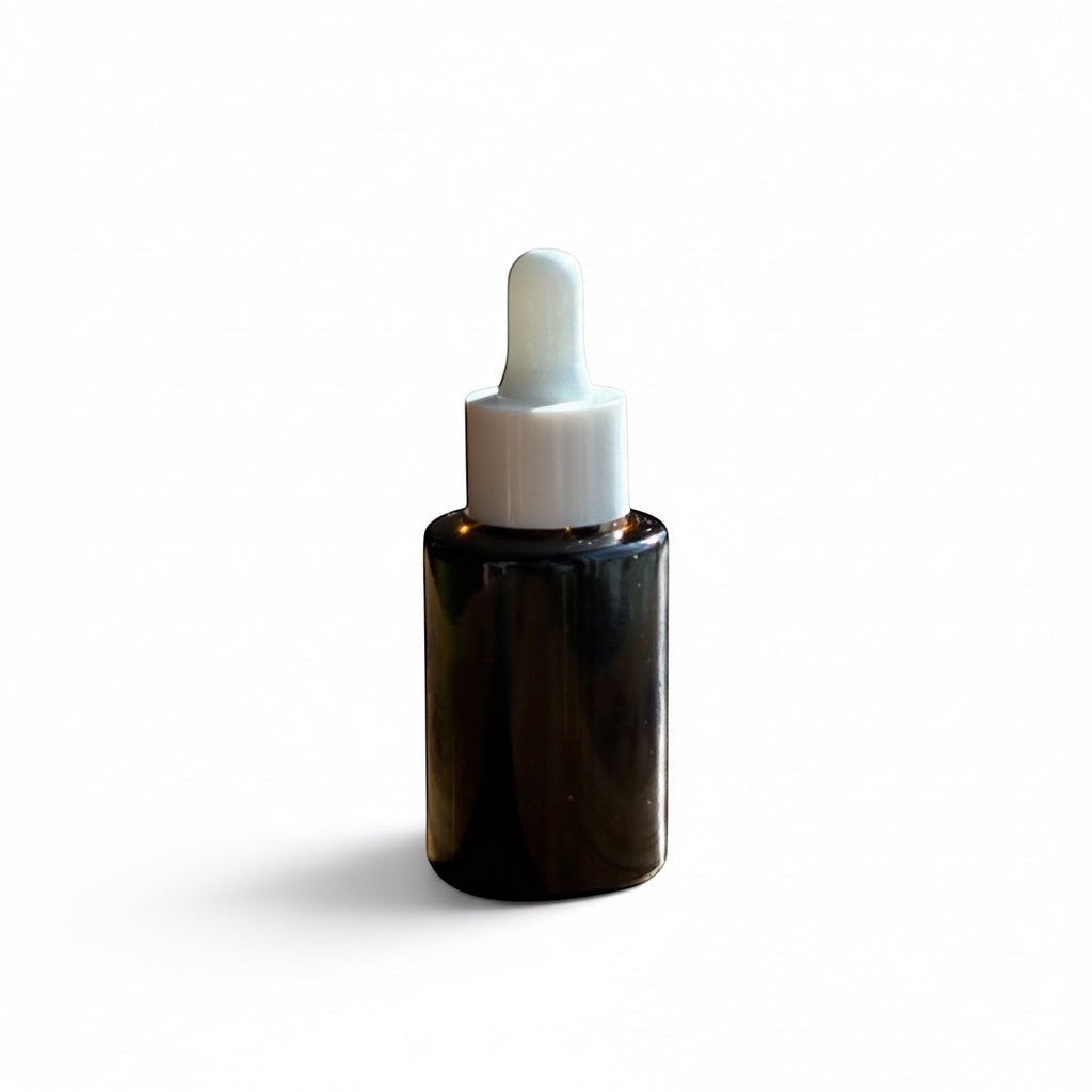 OLLIE SKINCARE Bakuchiol Facial Oil in a dark glass dropper bottle with a white cap against a white background.