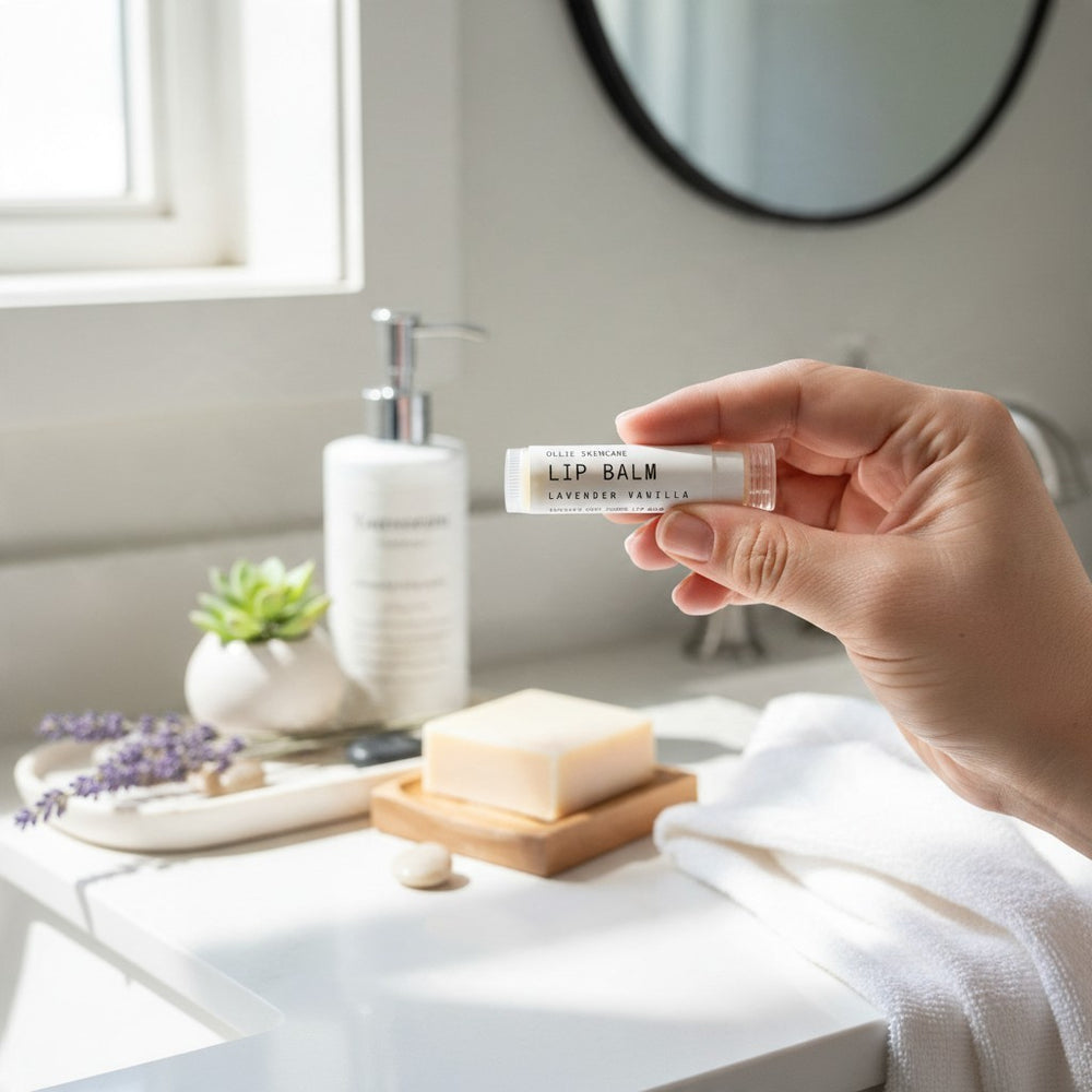 Ollie Skincare Lip Balm tube, a nourishing balm for soft, hydrated lips.
