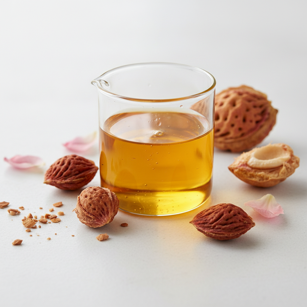 peach kernel oil. image is of the raw ingredient